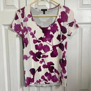 Escada floral leaf print delicate viscose cotton blouse size Small
